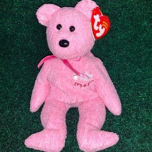 Ty beanie babies IT’S A GIRL pink bear with tag